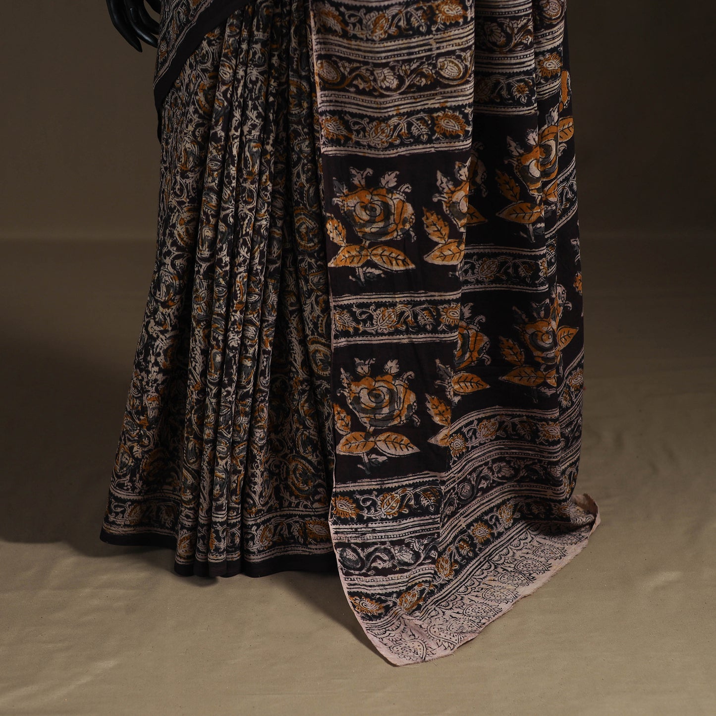 Pedana Hand Block Print Natural Dyed Cotton Kalamkari Saree 37