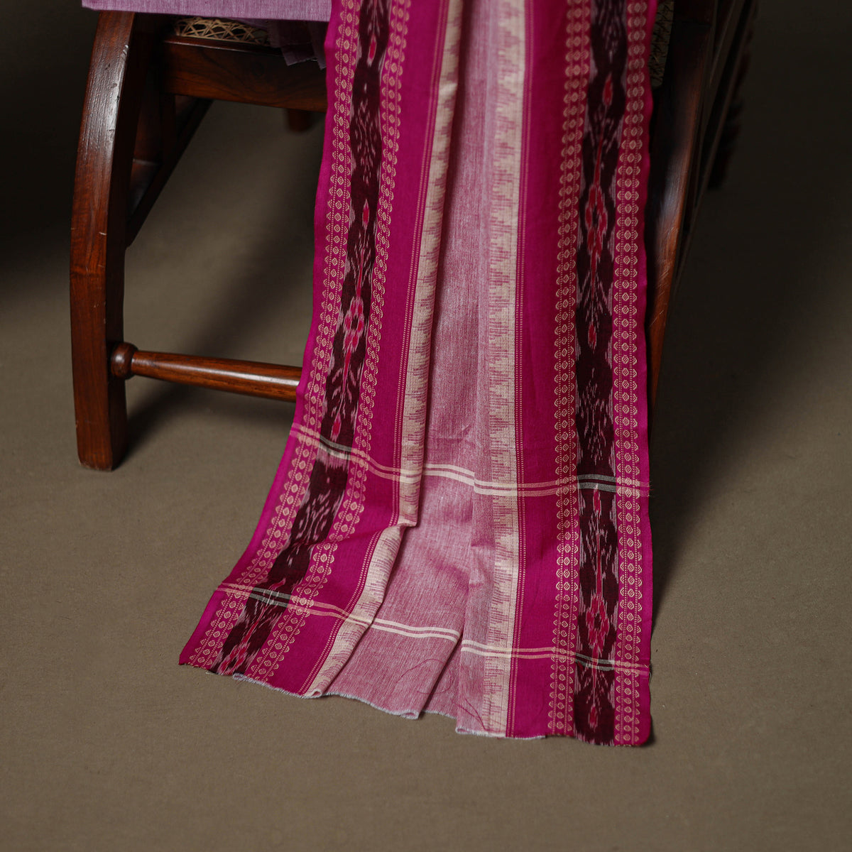 Sanganeri Block Print Cotton Unstitched Dress Material: Kurta, Bottom & Dupatta with Jewellery 06