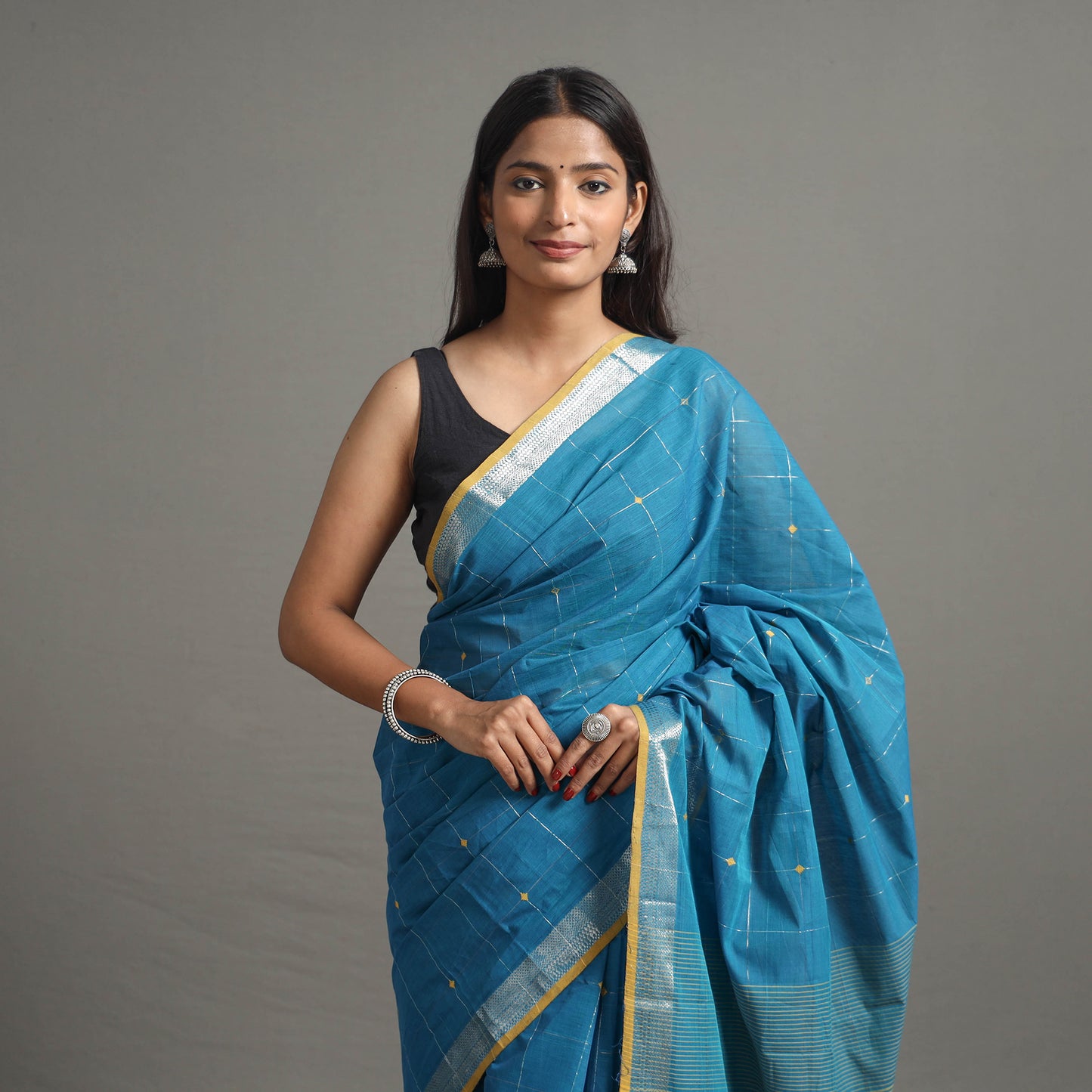 Buti Cotton Zari Check Handloom Saree 106