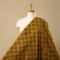 Yellow Hand Block Print Cotton Ajrakh Fabric