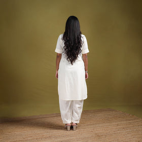 Hand Embroidered Flex Cotton Plain Straight Kurta & Afghani Salwar Set for women 01