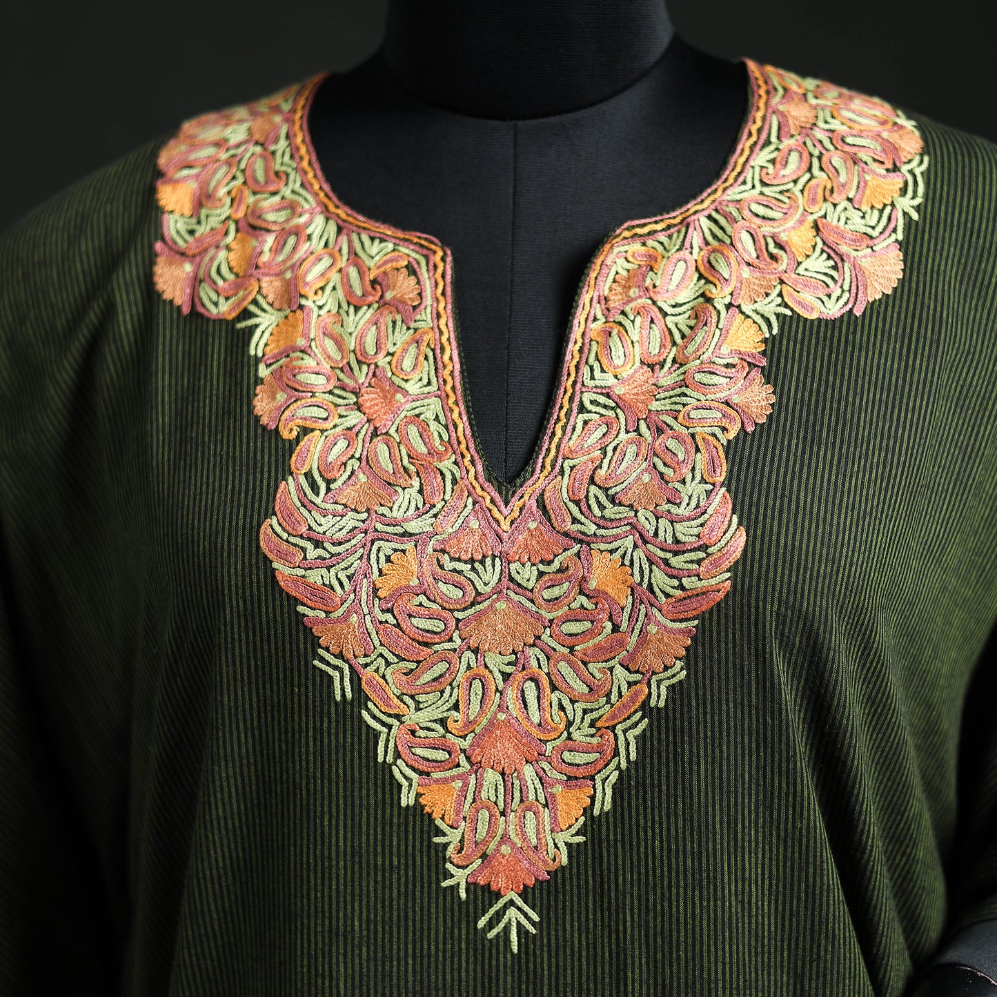 Kashmiri Aari Hand Embroidered Cotton Kaftan (Long) 35