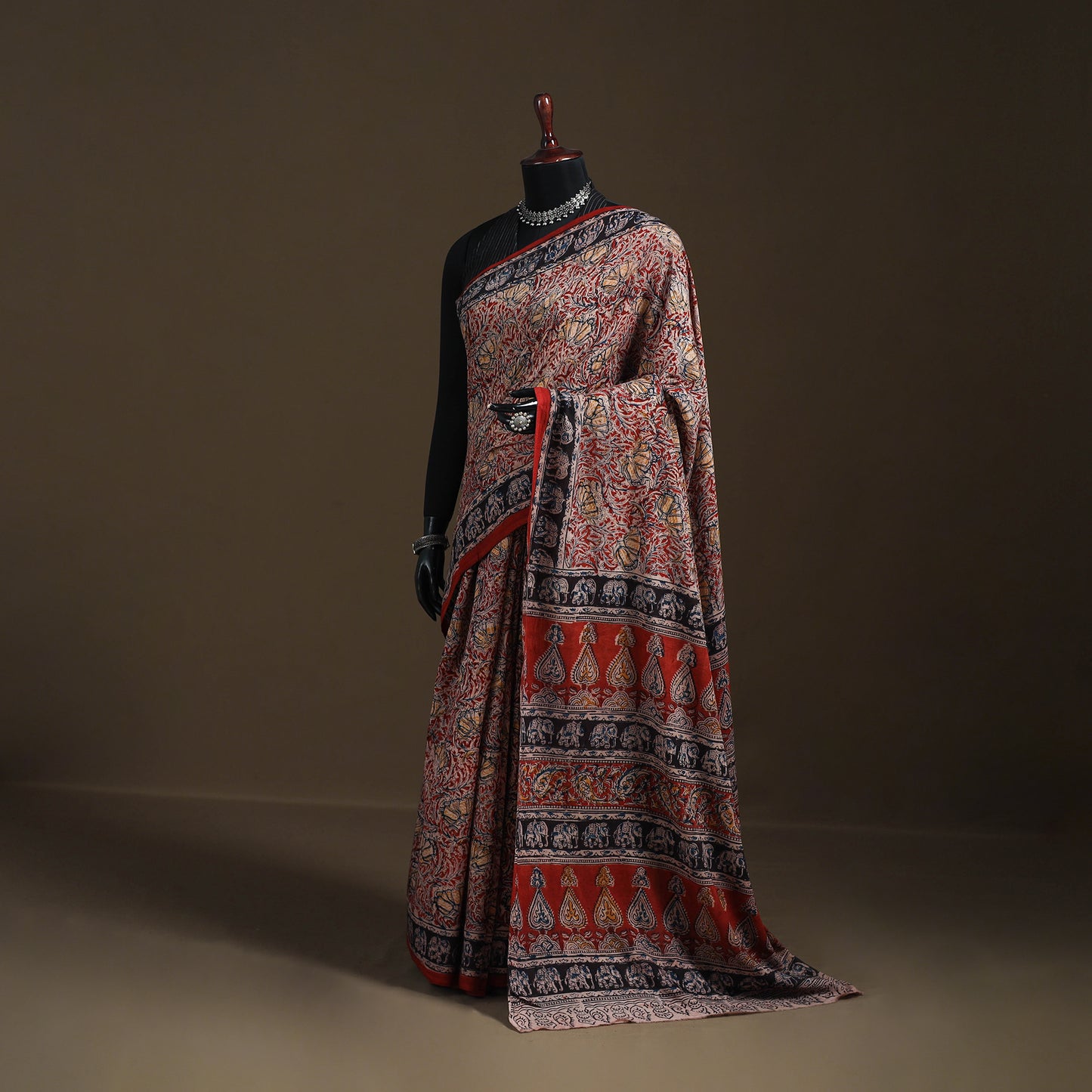 Pedana Hand Block Print Natural Dyed Cotton Kalamkari Saree 38