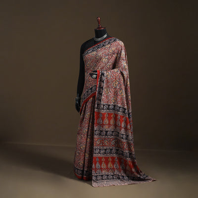 Pedana Hand Block Print Natural Dyed Cotton Kalamkari Saree 38
