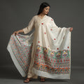 White - handloom chanderi silk handpainted madhubani