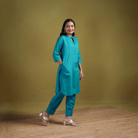 Sequin Work Flex Cotton Plain Straight Kurta with Pant Set for women 12