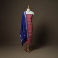 Sanganeri Block Print Cotton Unstitched Dress Material: Kurta, Bottom & Dupatta with Jewellery 07