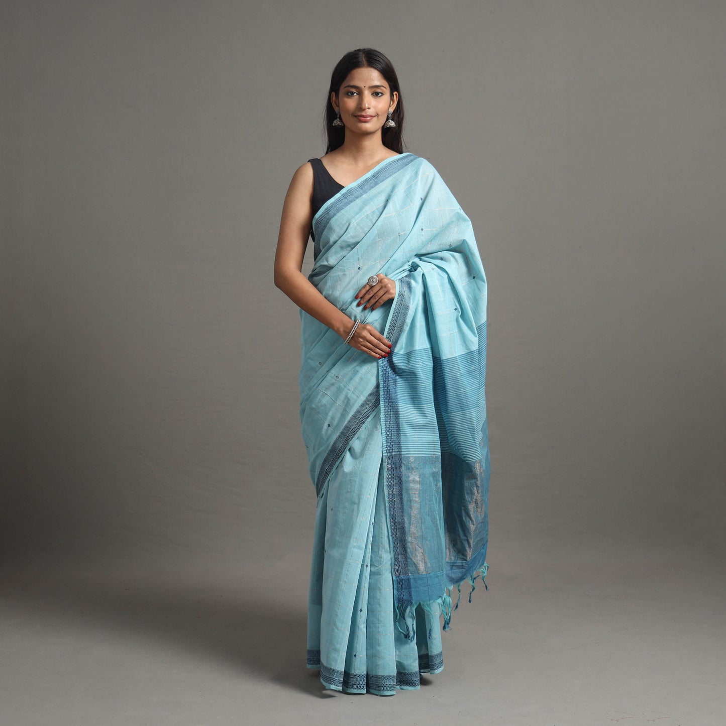 Buti Cotton Zari Check Handloom Saree 107