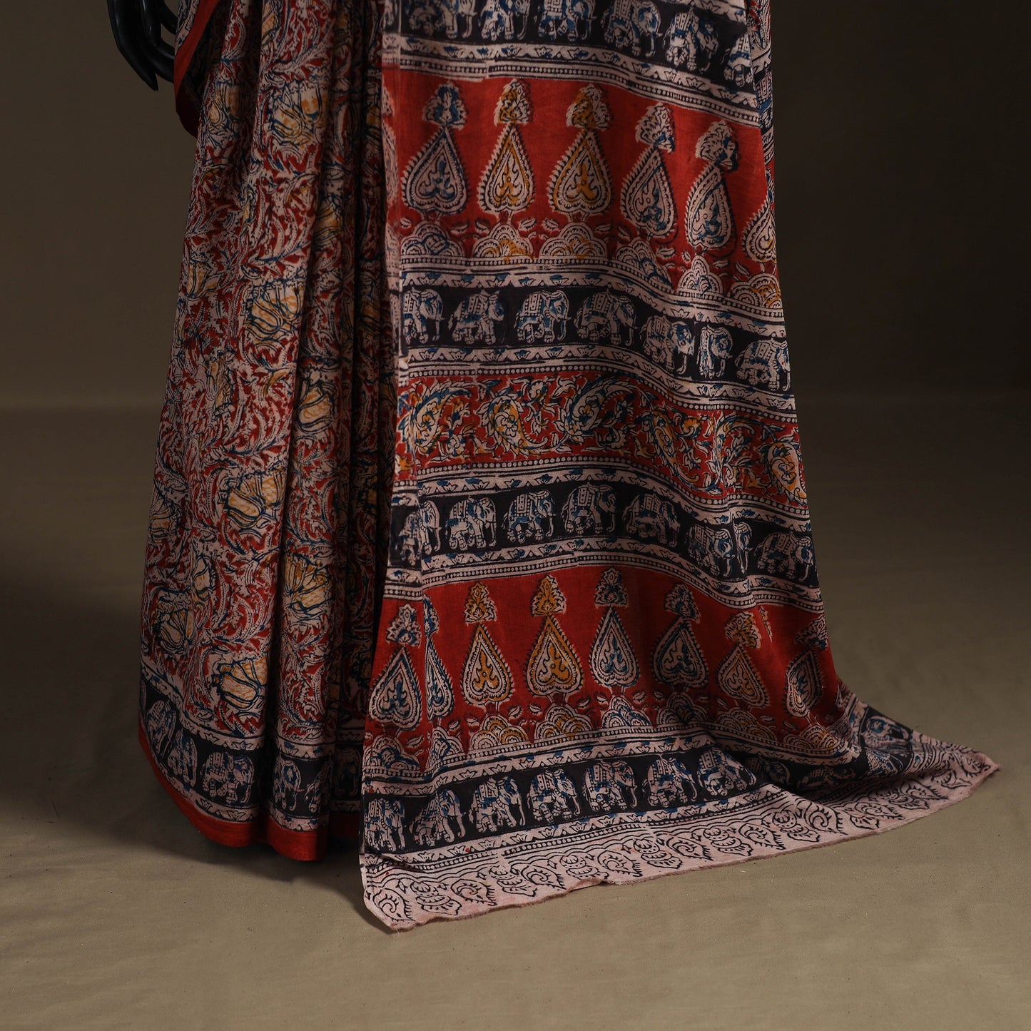 Pedana Hand Block Print Natural Dyed Cotton Kalamkari Saree 38