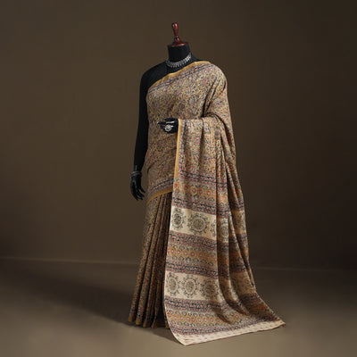Pedana Hand Block Print Natural Dyed Cotton Kalamkari Saree 39