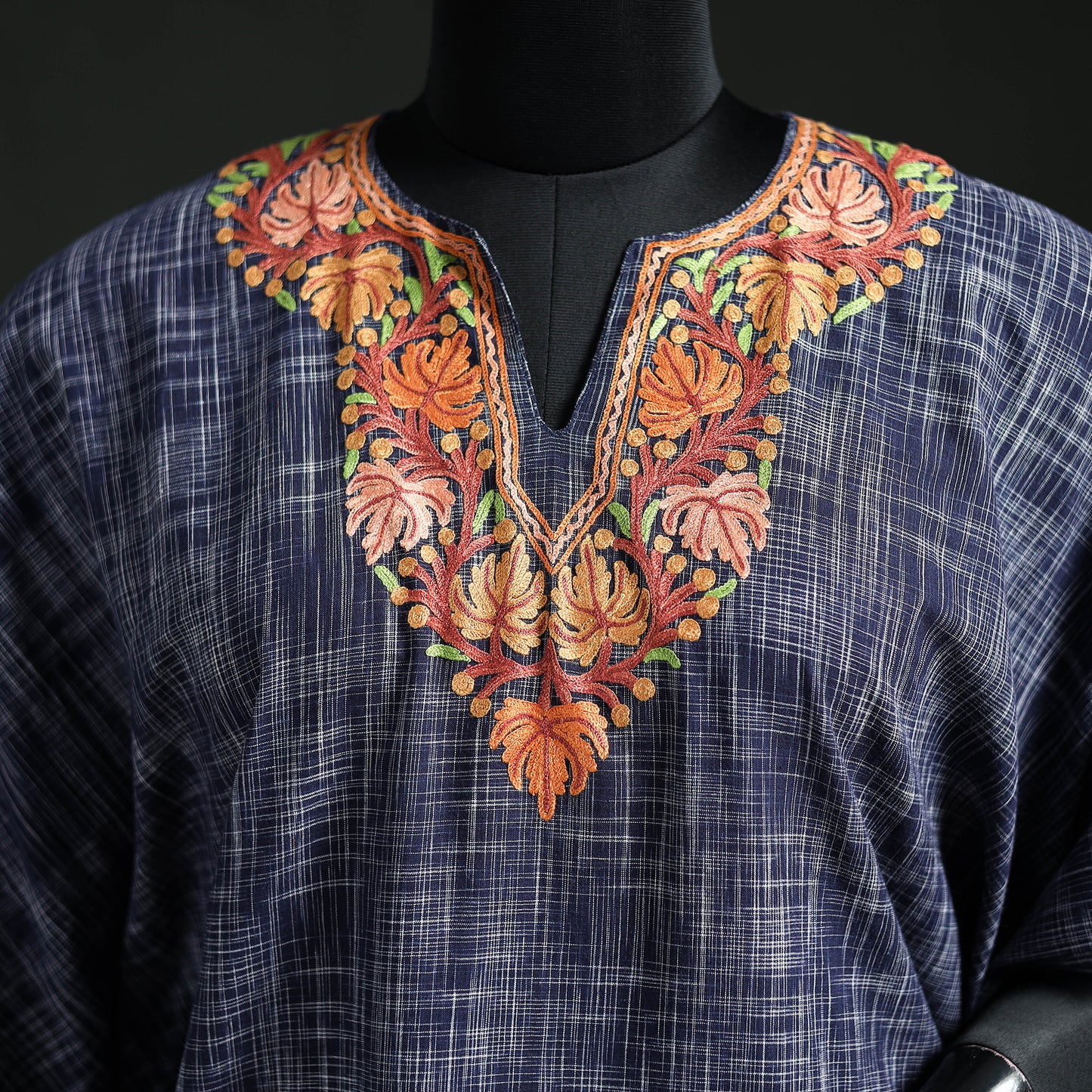 Kashmiri Aari Hand Embroidered Cotton Kaftan (Long) 34