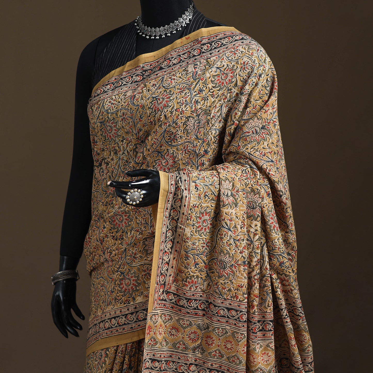 Pedana Hand Block Print Natural Dyed Cotton Kalamkari Saree 39