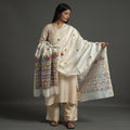 White - handloom chanderi silk handpainted madhubani