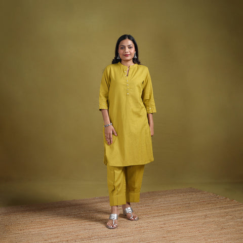 Sequin Work Flex Cotton Plain Straight Kurta with Pant Set for women 10