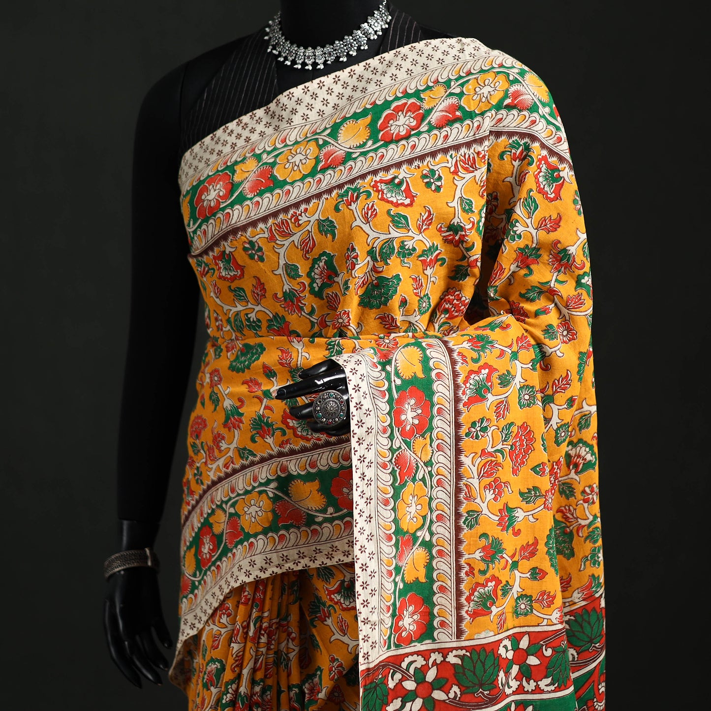 Cotton Saree in Kalamkari Print  22