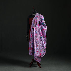 Phulkari Hand Embroidered Chanderi Silk Dupatta 01