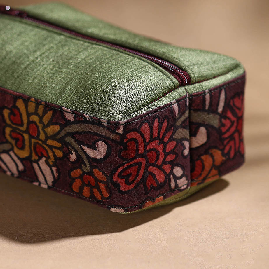 Brown - Handpainted Kalamkari Multipurpose Cosmetic/Toiletry Bag 05