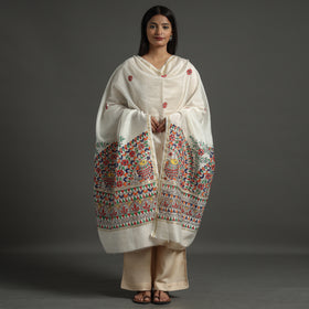 Buy Handloom Chanderi Silk Handpainted Madhubani Dupatta
