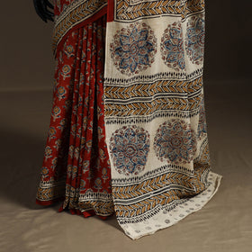 Pedana Hand Block Print Natural Dyed Cotton Kalamkari Saree 40