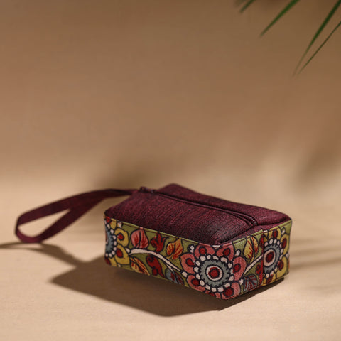 Brown - Handpainted Kalamkari Multipurpose Cosmetic/Toiletry Bag 06