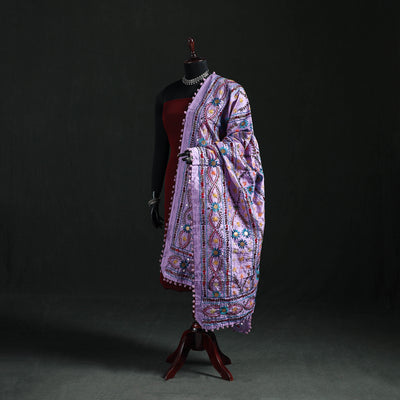Phulkari Hand Embroidered Chanderi Silk Dupatta 02