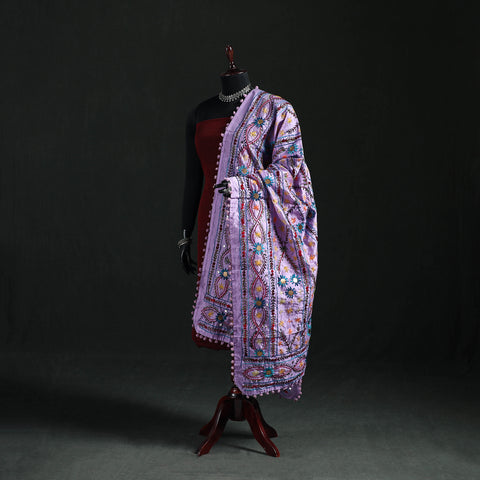 Phulkari Hand Embroidered Chanderi Silk Dupatta 02