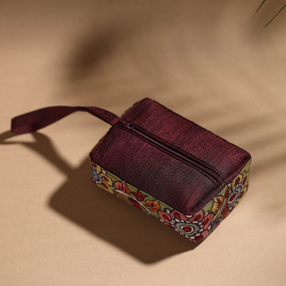 Brown - Handpainted Kalamkari Multipurpose Cosmetic/Toiletry Bag 06