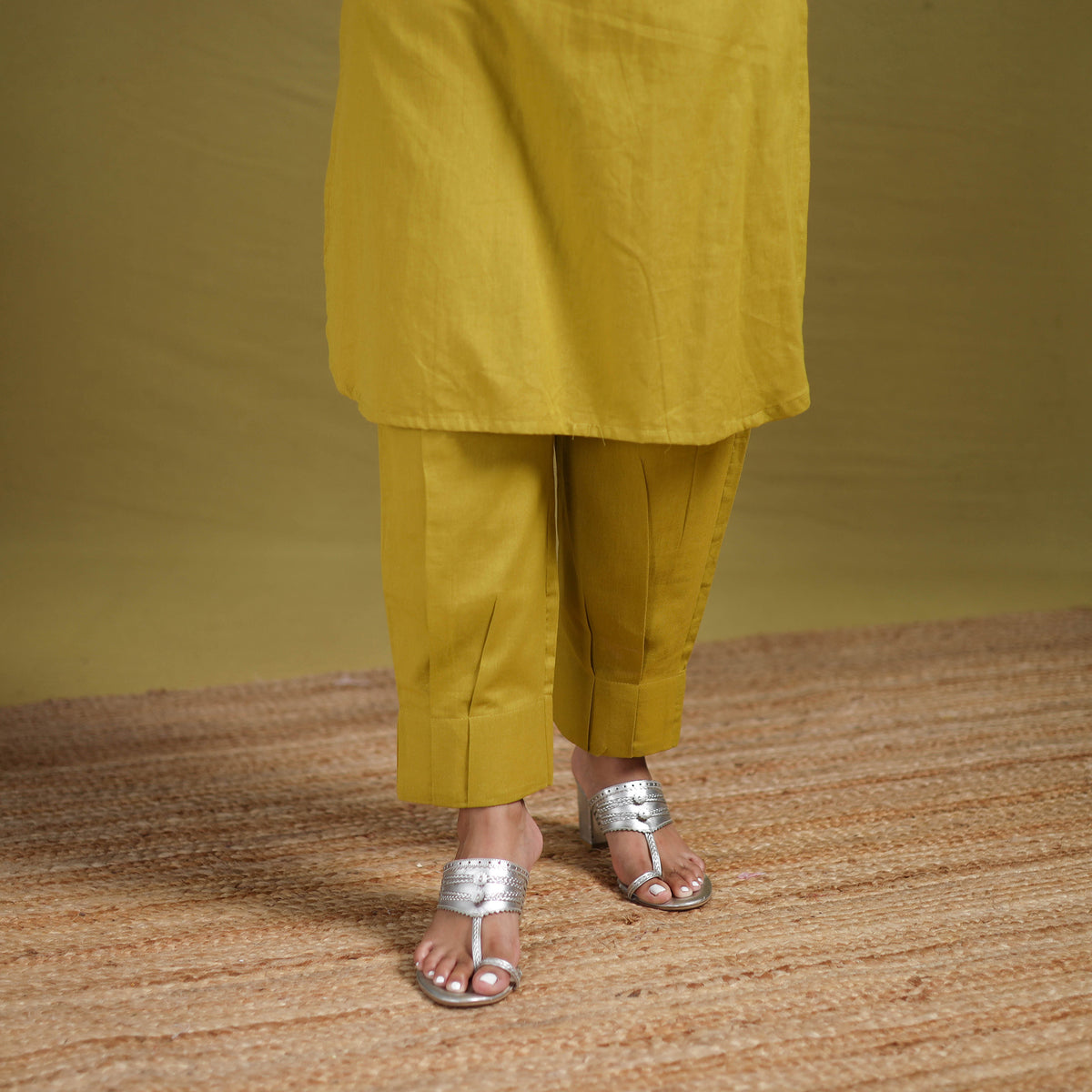 Sequin Work Flex Cotton Plain Straight Kurta with Pant Set for women 10