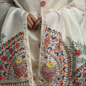 Buy Handloom Chanderi Silk Handpainted Madhubani Dupatta