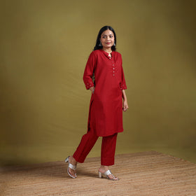 Sequin Work Flex Cotton Plain Straight Kurta with Pant Set for women 06