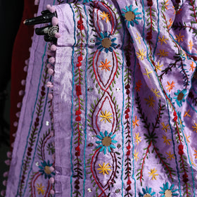 Phulkari Hand Embroidered Chanderi Silk Dupatta 02