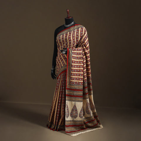 Pedana Hand Block Print Natural Dyed Cotton Kalamkari Saree 41
