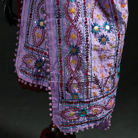 Phulkari Hand Embroidered Chanderi Silk Dupatta 02