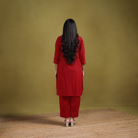 Sequin Work Flex Cotton Plain Straight Kurta with Pant Set for women 06