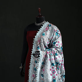 Phulkari Hand Embroidered Chanderi Silk Dupatta 03