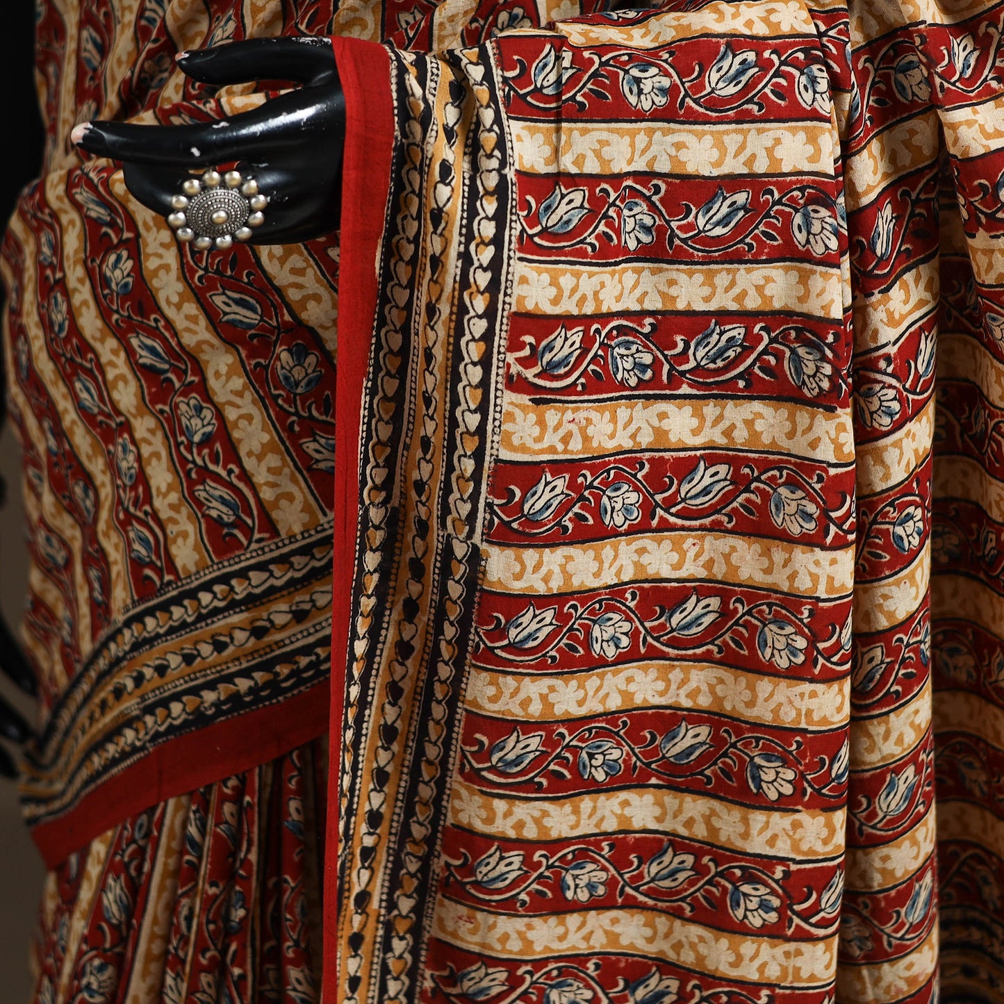 Pedana Hand Block Print Natural Dyed Cotton Kalamkari Saree 41