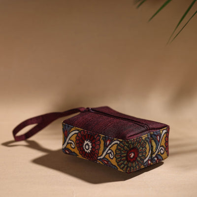 Yellow - Handpainted Kalamkari Multipurpose Cosmetic/Toiletry Bag 09