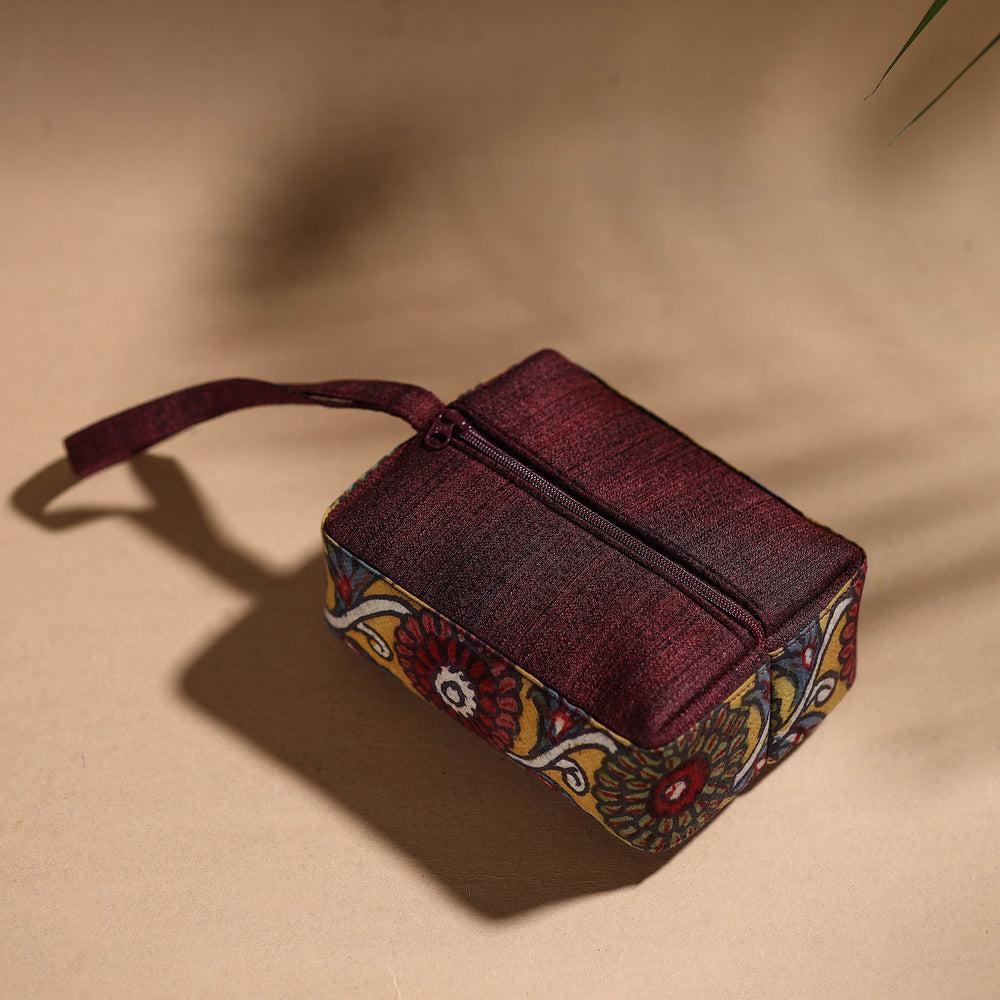 Brown - Handpainted Kalamkari Multipurpose Cosmetic/Toiletry Bag 09