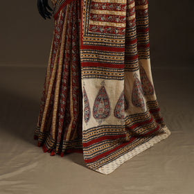 Pedana Hand Block Print Natural Dyed Cotton Kalamkari Saree 41