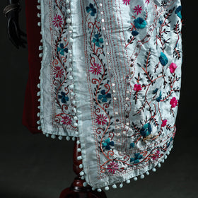 Phulkari Hand Embroidered Chanderi Silk Dupatta 03