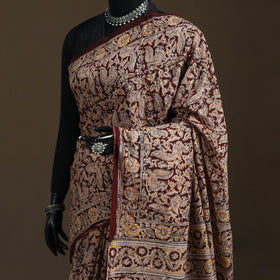 Pedana Hand Block Print Natural Dyed Cotton Kalamkari Saree 42