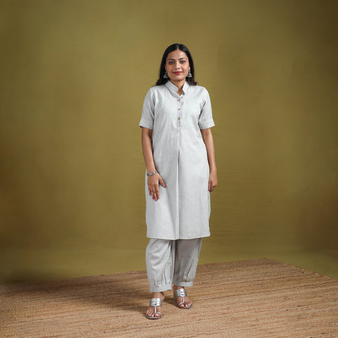 Hand Embroidered Flex Cotton Plain Straight Kurta & Afghani Salwar Set for women 05