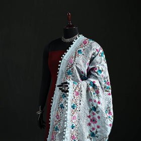 Phulkari Hand Embroidered Chanderi Silk Dupatta 04