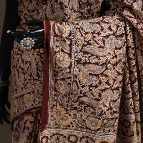 Pedana Hand Block Print Natural Dyed Cotton Kalamkari Saree 42