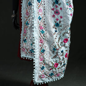 Phulkari Hand Embroidered Chanderi Silk Dupatta 04