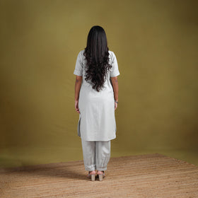 Hand Embroidered Flex Cotton Plain Straight Kurta & Afghani Salwar Set for women 05