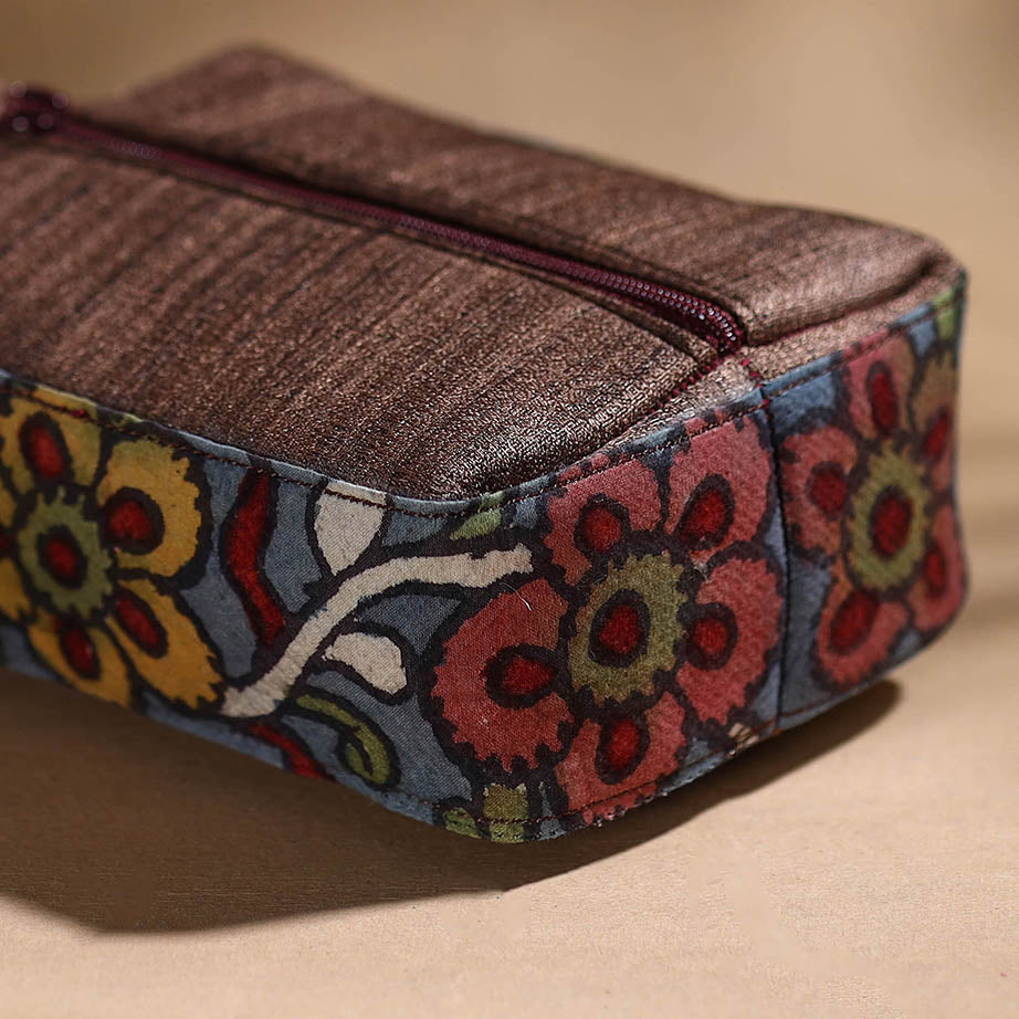 Blue - Handpainted Kalamkari Multipurpose Cosmetic/Toiletry Bag 12