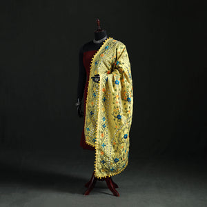 Phulkari Hand Embroidered Chanderi Silk Dupatta 05