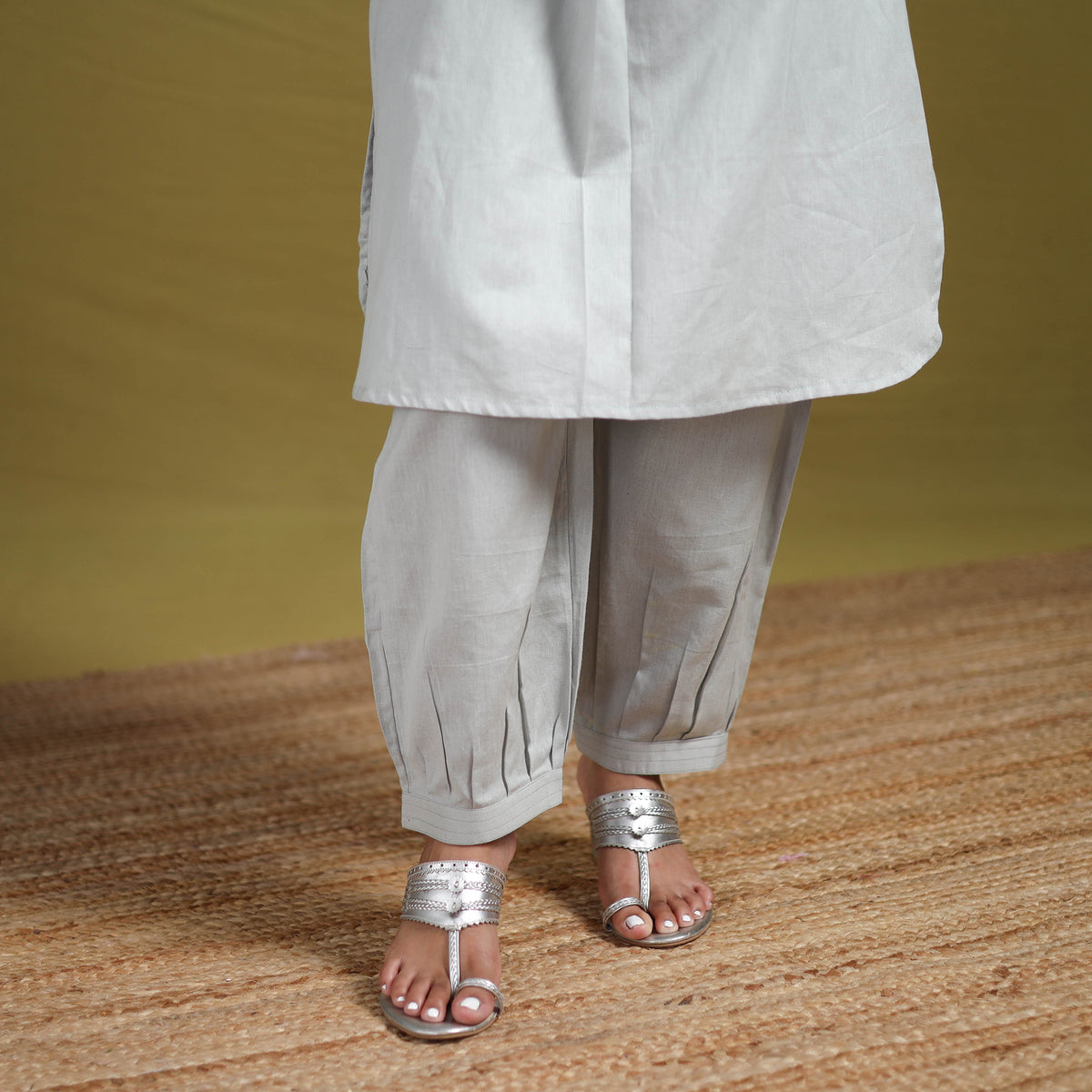 Hand Embroidered Flex Cotton Plain Straight Kurta & Afghani Salwar Set for women 05