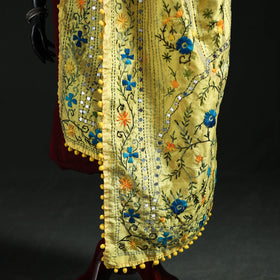Phulkari Hand Embroidered Chanderi Silk Dupatta 05